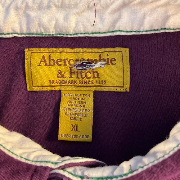 Abercrombie & Fitch Preppy Purple Striped Two Button Short Sleeve Polo Size XL - Picture 5 of 8
